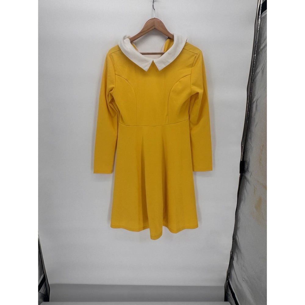 For G and PL Sz M Fit-N-Flare Madeline Yellow With White Collar Dress Cosplay